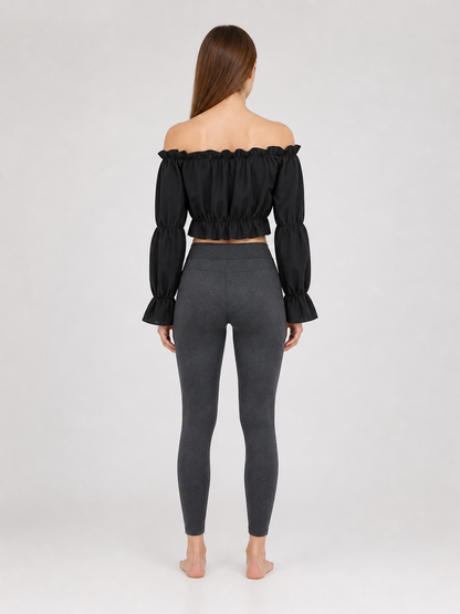 Cropped Off-the-Shoulder Top with Sleeves