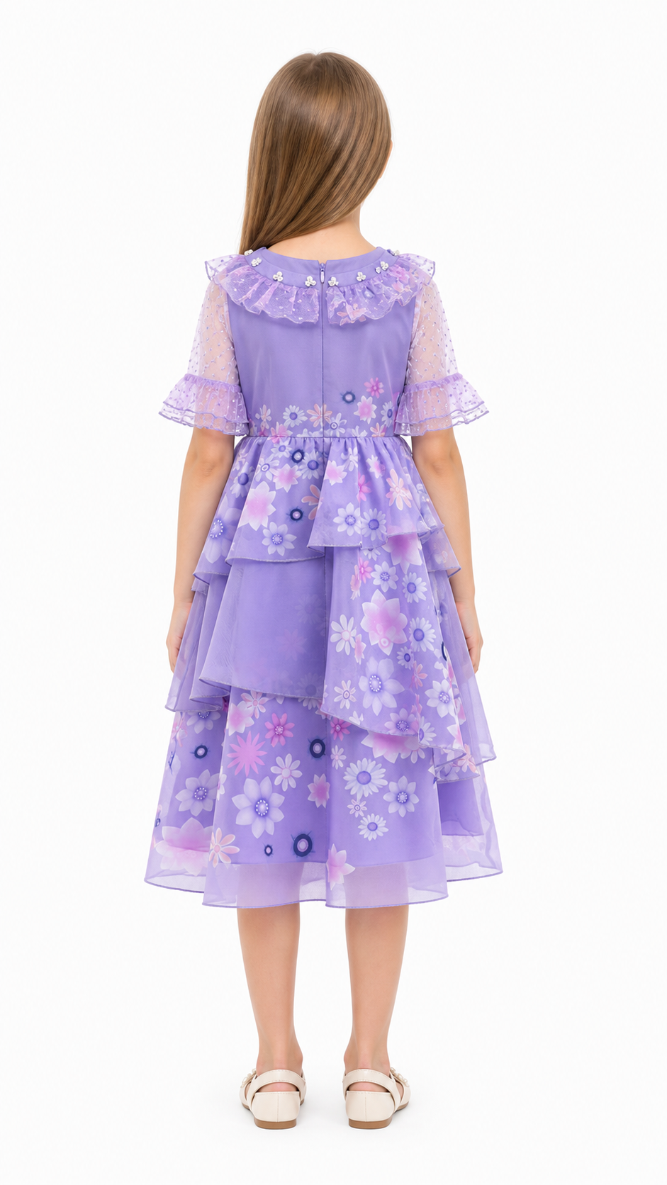 Girls' Floral Layered Carnival Dress back view