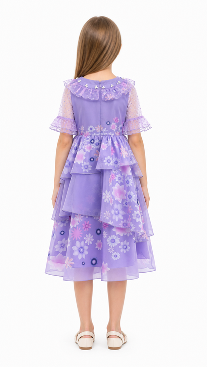 Girls' Floral Layered Carnival Dress back view