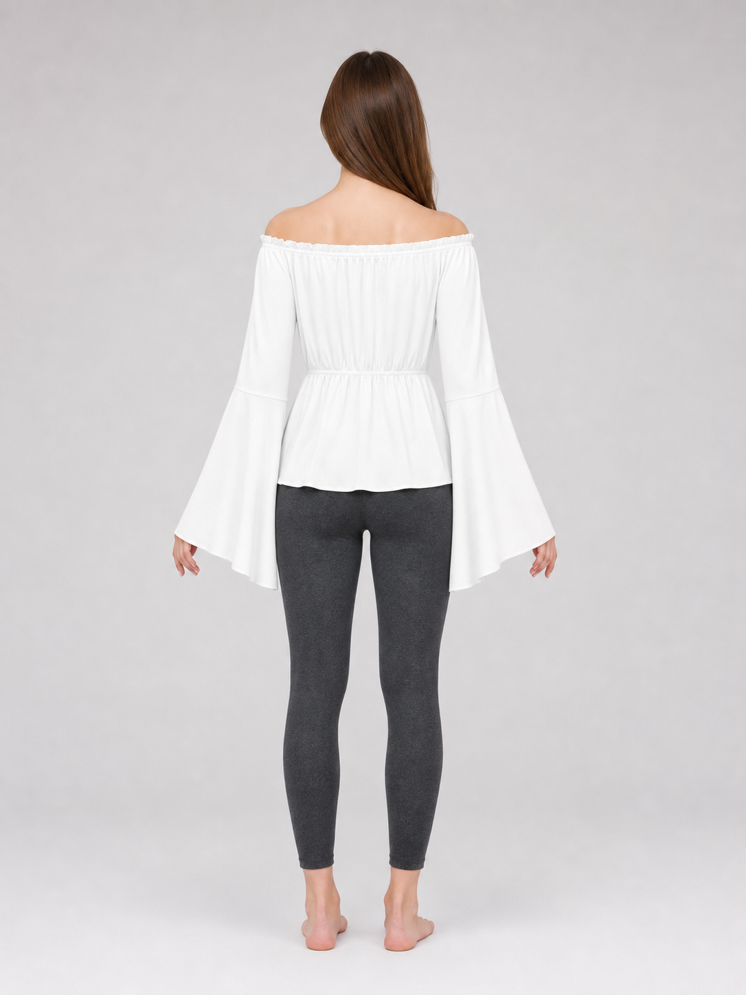 Off-the-Shoulder Blouse with Flared Sleeves