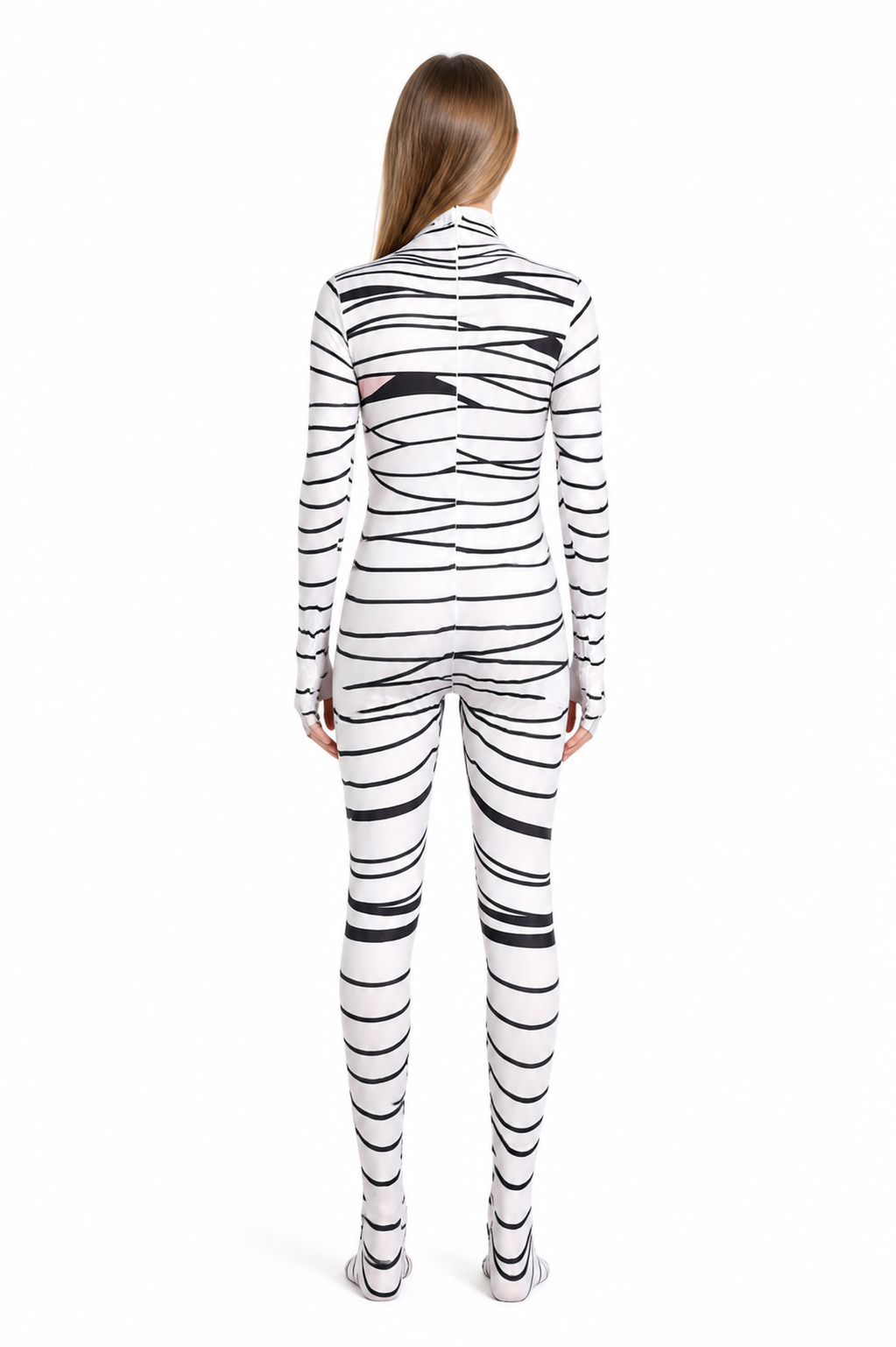 Hooded Mummy Jumpsuit with Long Sleeves back view