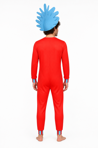 Thing 2 Costume, Jumpsuit with Hat back view