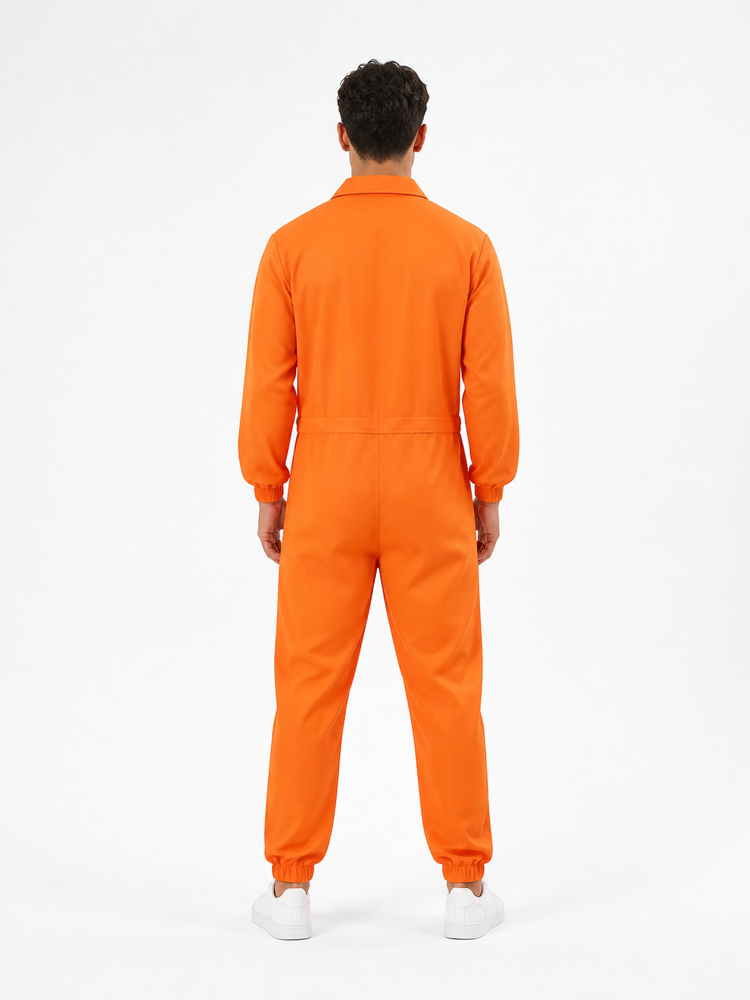 Orange Prison Jumpsuit with Collar and Buttons back view