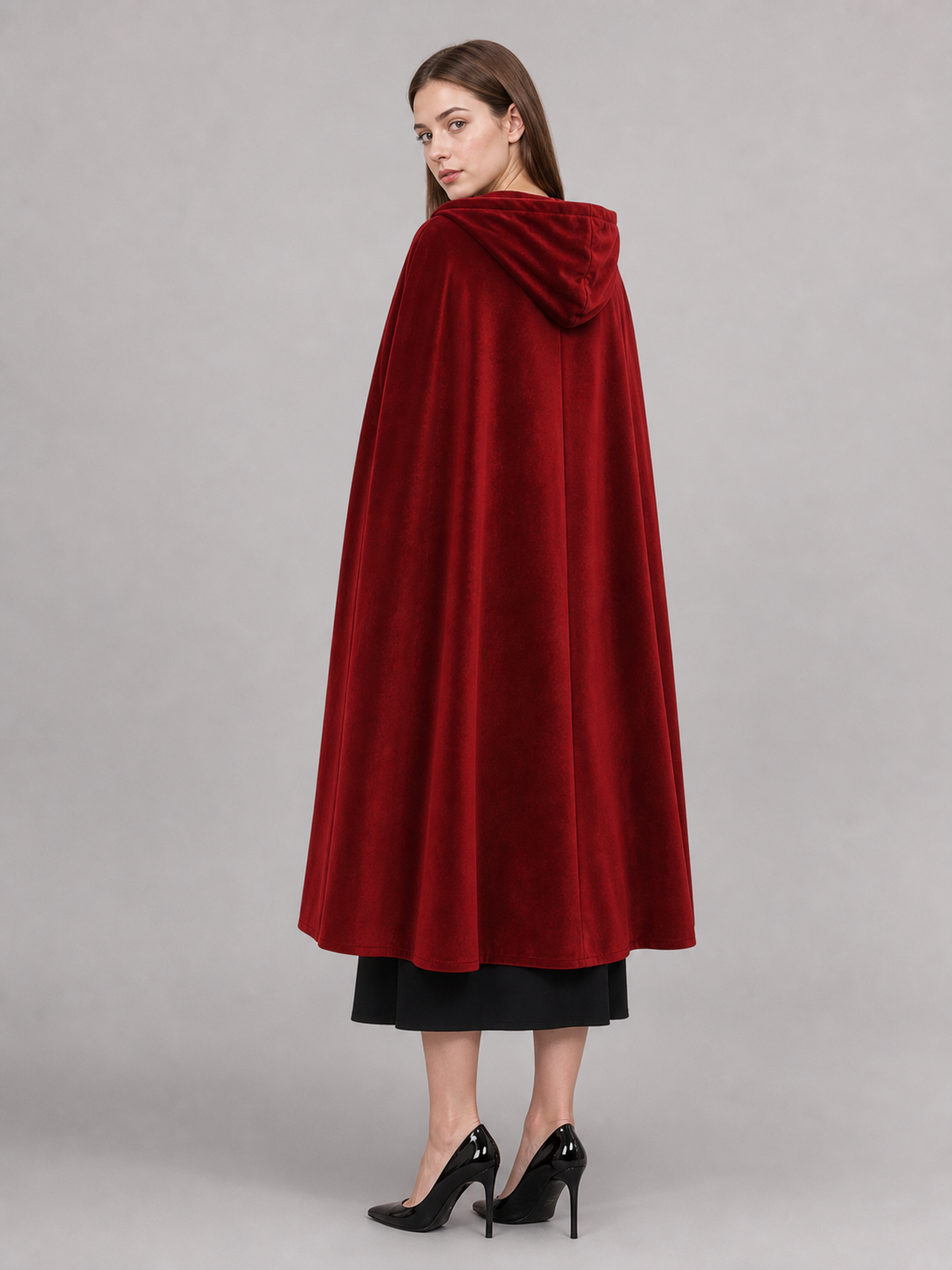 Burgundy Medieval Hooded Costume Cloak