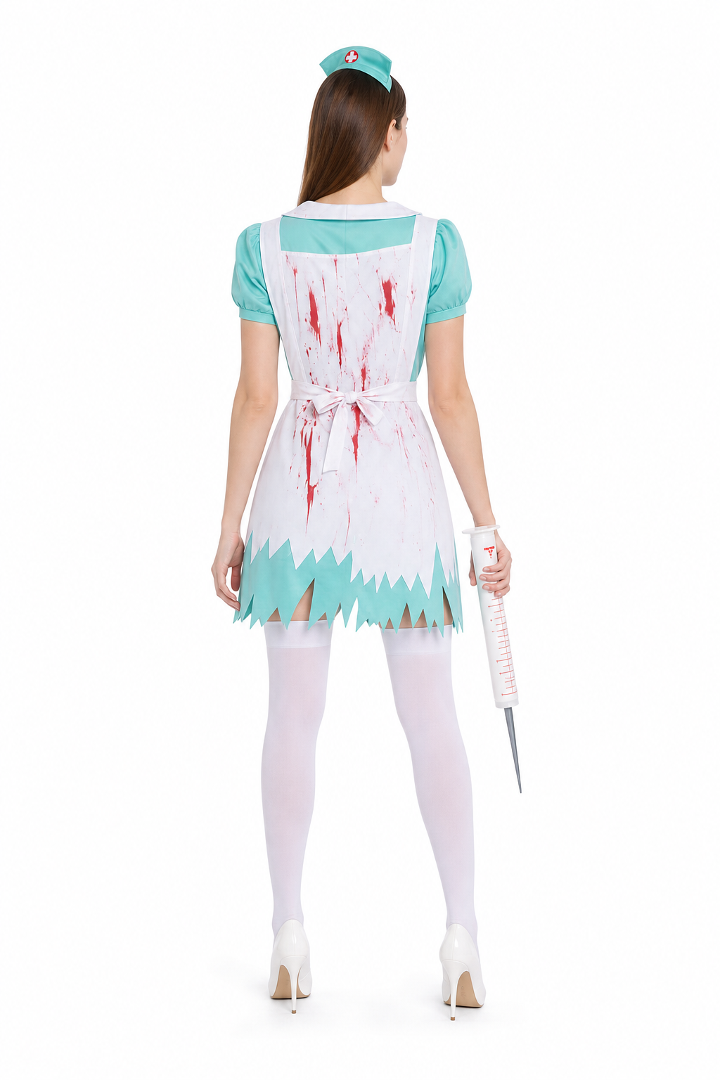 Medical Costume with Red Blood Spots for Halloween back view