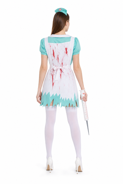 Medical Costume with Red Blood Spots for Halloween back view