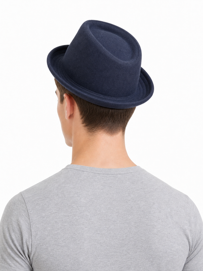 Dark Blue Wool Felt Carnival Bucket Hat