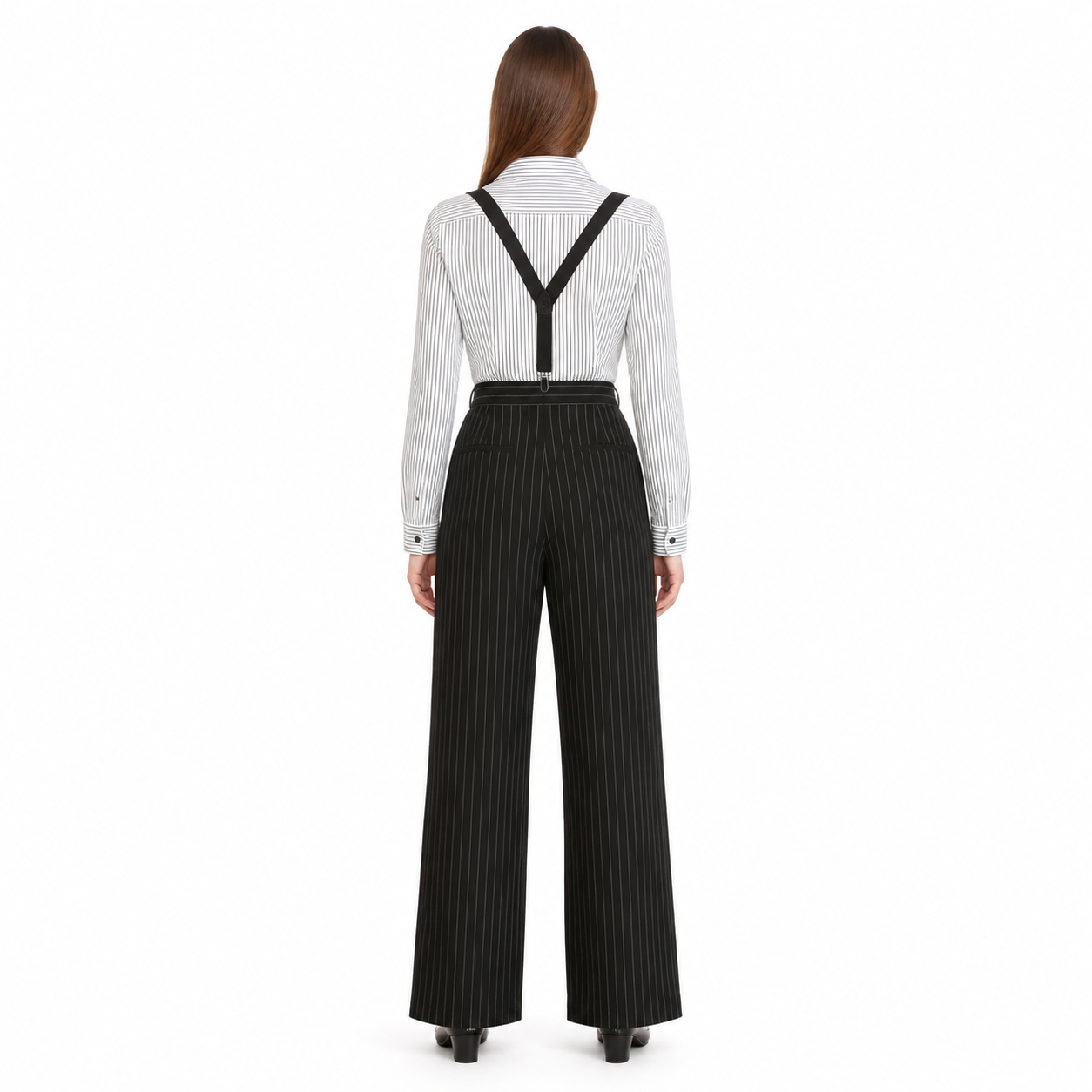 Striped Stage Costume with Pants and Suspenders back view