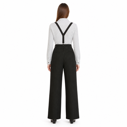 Striped Stage Costume with Pants and Suspenders back view