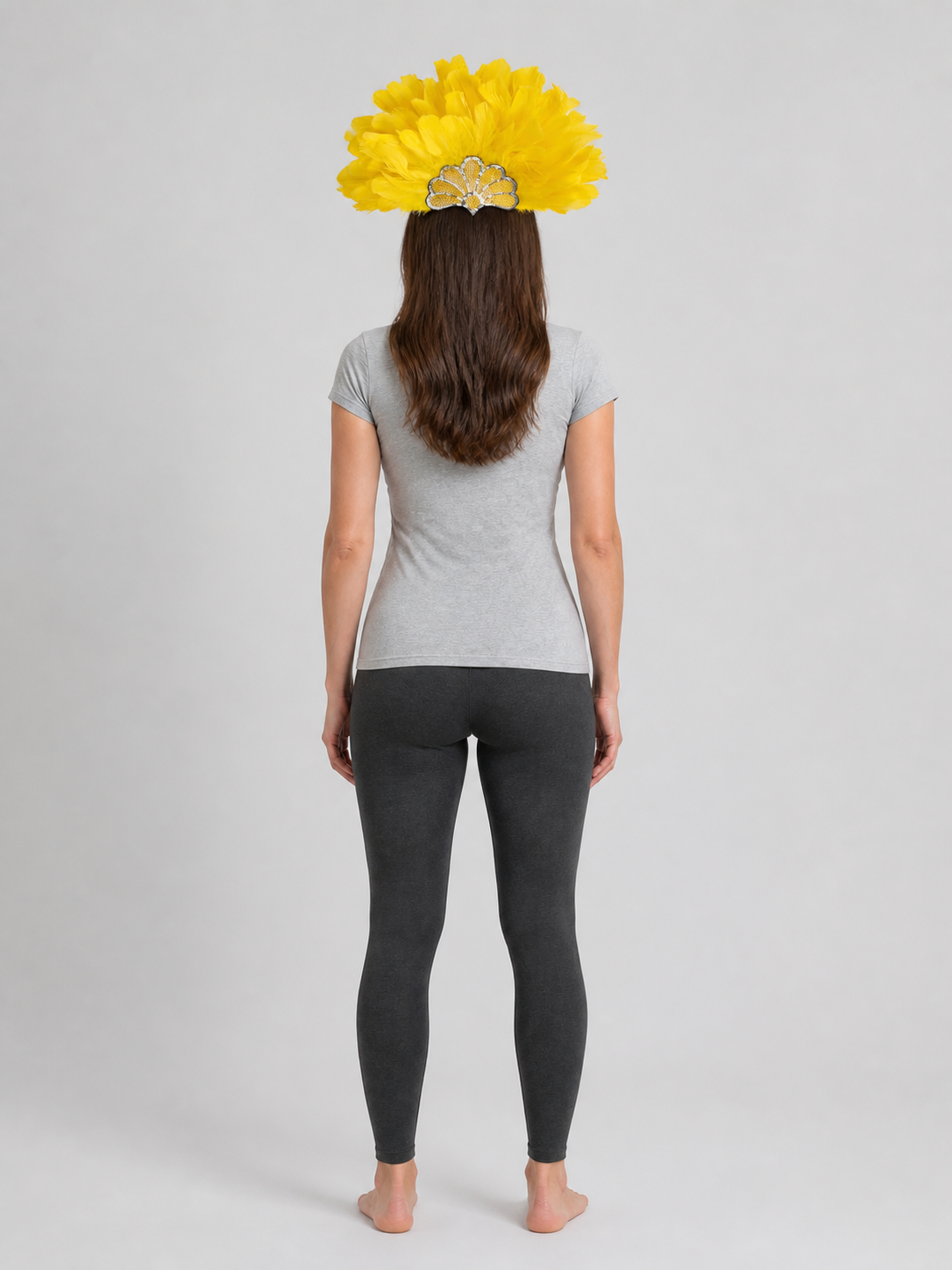 Yellow Carnival Headpiece with Gold Fan back view