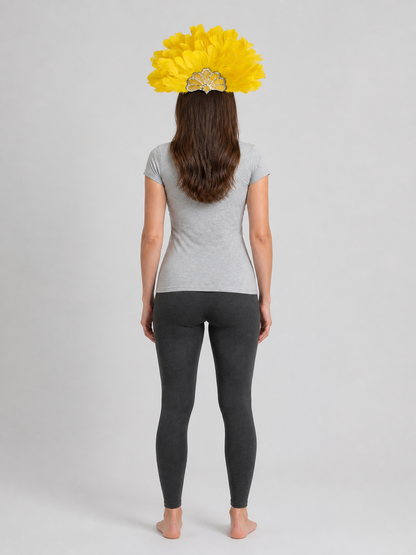 Yellow Carnival Headpiece with Gold Fan back view