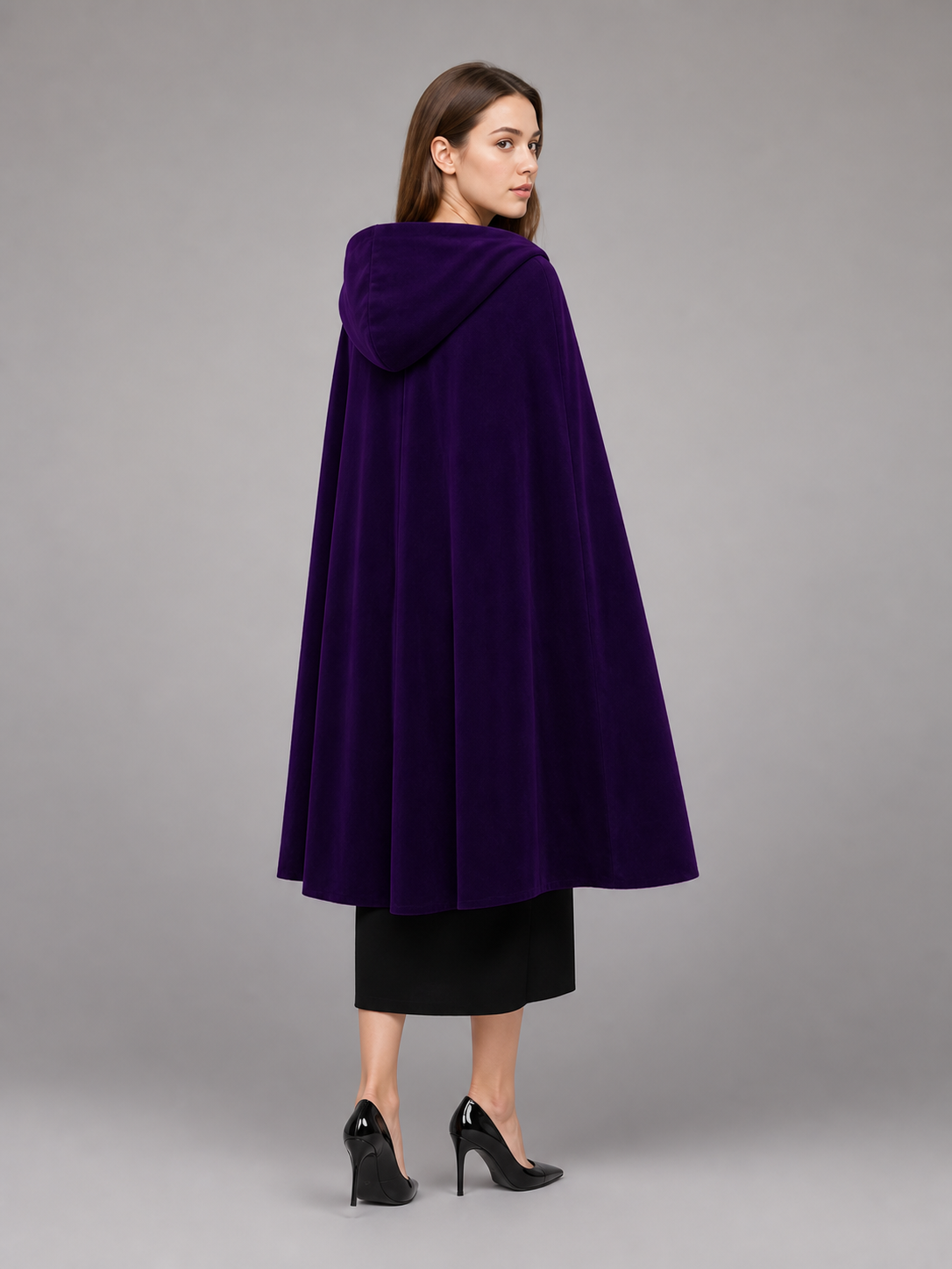 Purple Hooded Costume Cloak