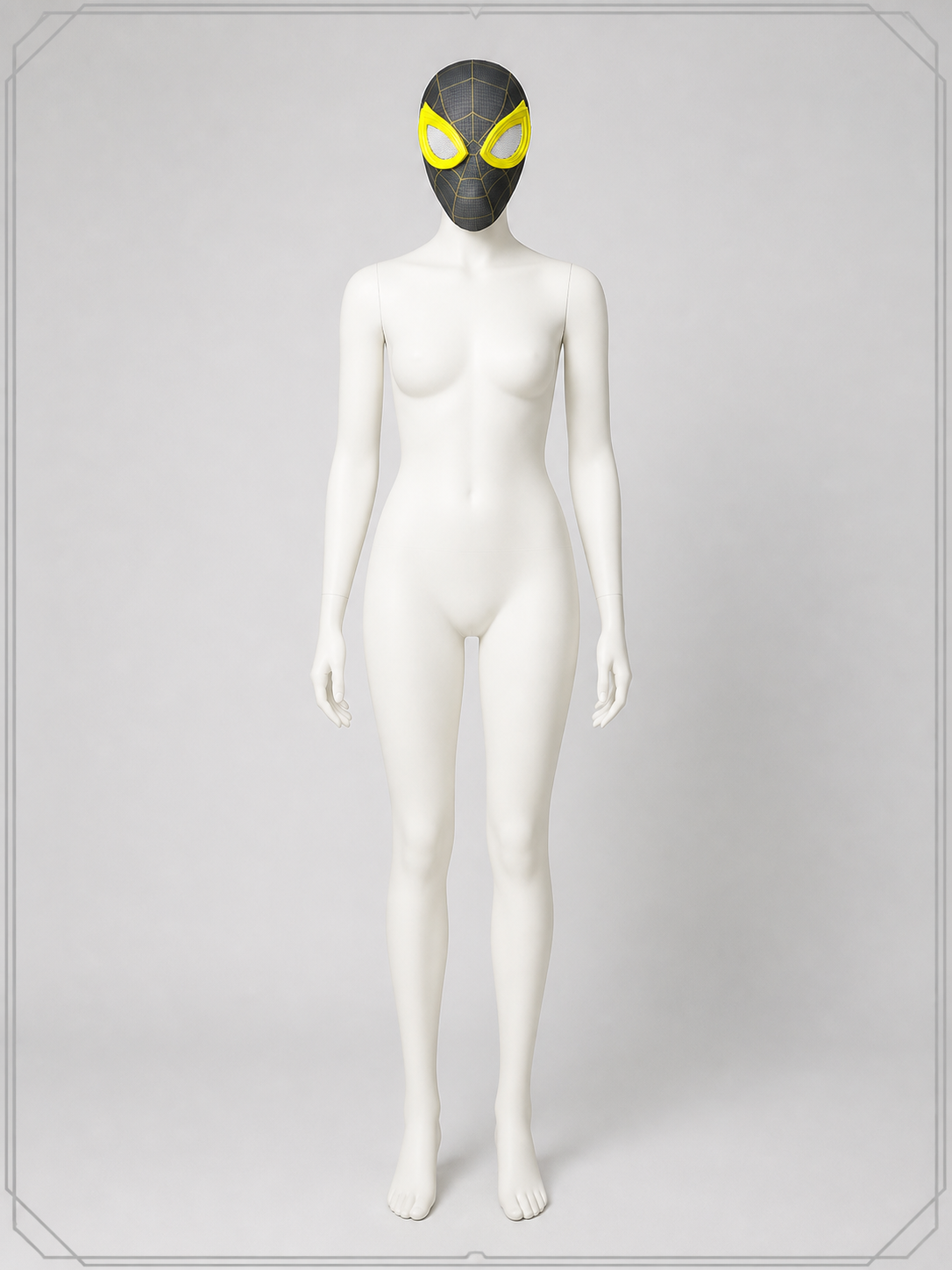 Yellow and Gray Carnival Mask with Web Pattern back view
