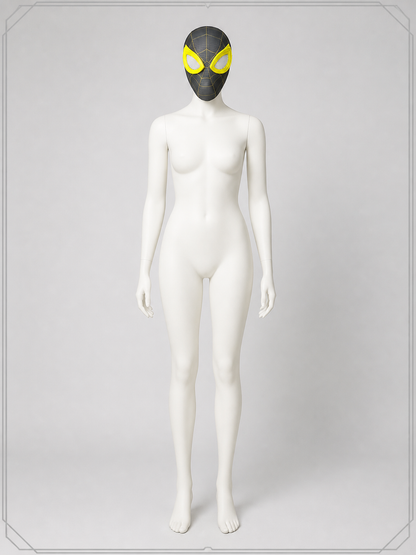 Yellow and Gray Carnival Mask with Web Pattern back view