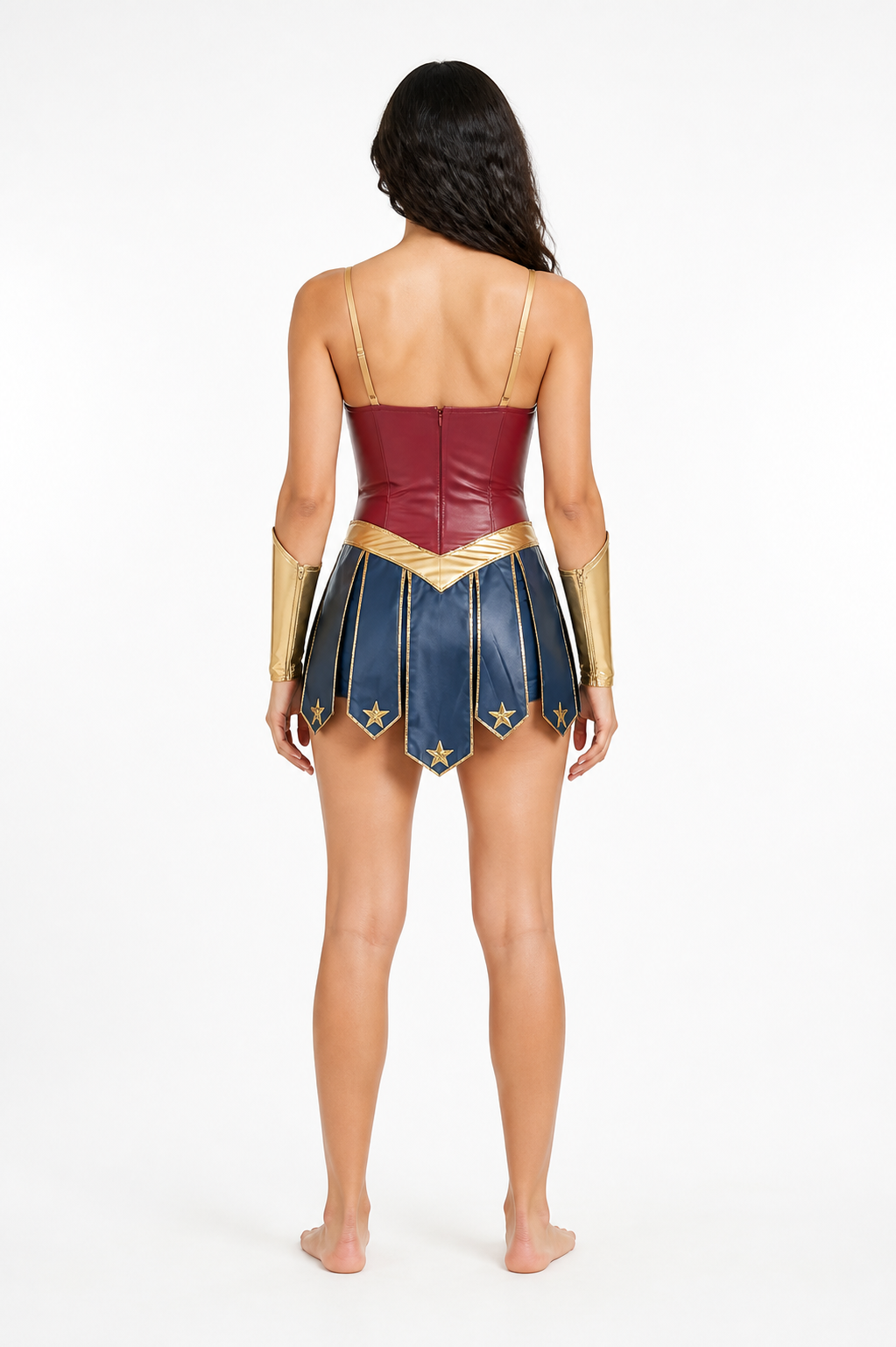 Red and Blue Superhero Costume with Gold Stars back view