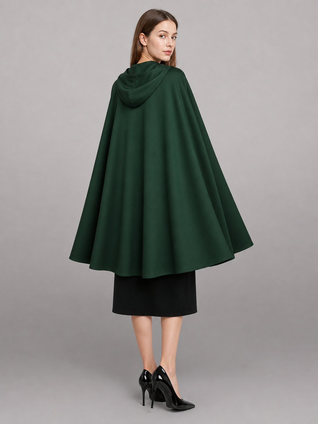 Long Green Carnival Cloak with Hood