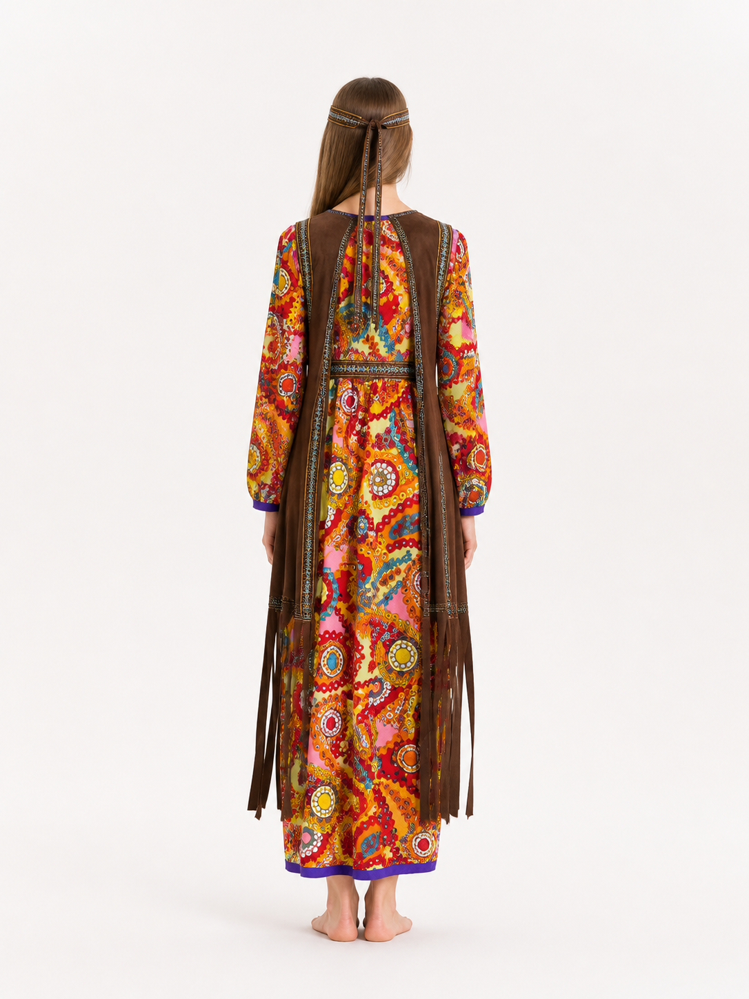 Hippie-Style Carnival Set with Multicolored Print back view