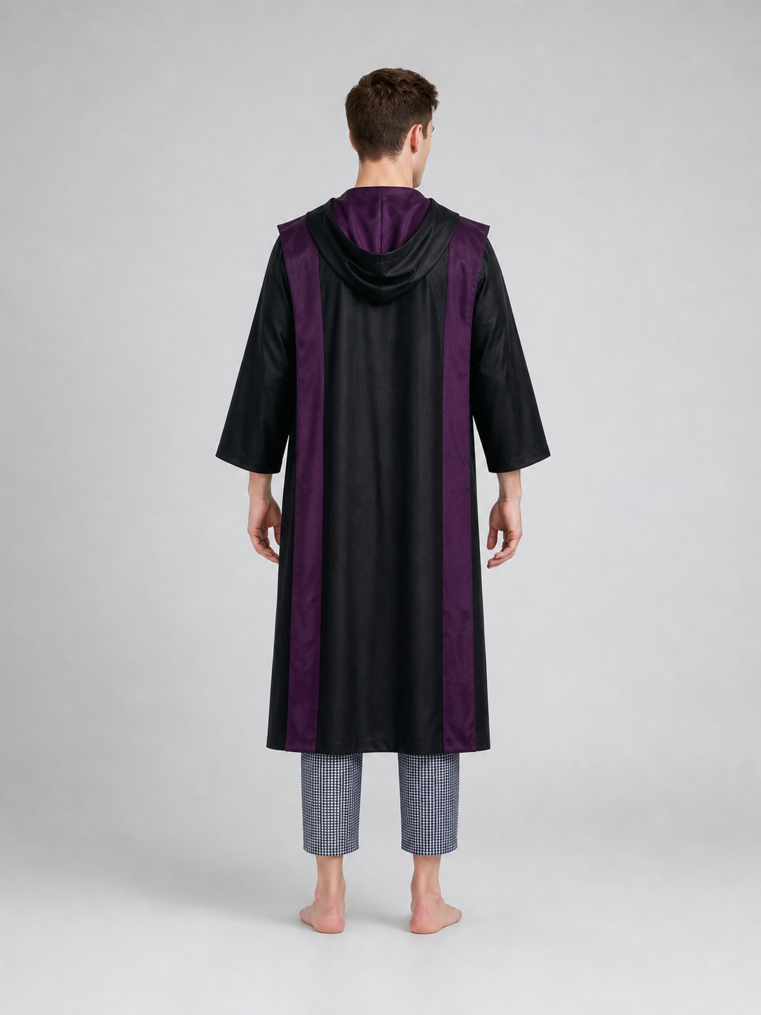 The set is styled after the character Gregory Violet and includes a jacket, vest, shirt, pants, bow tie, and lapel brooch. The look is built around layering: a black vest and black jacket are worn over a white shirt, complemented by an uppe
