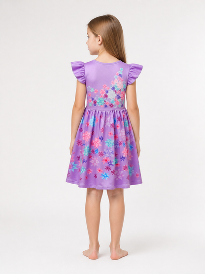 Purple Floral Carnival Dress for Cosplay back view