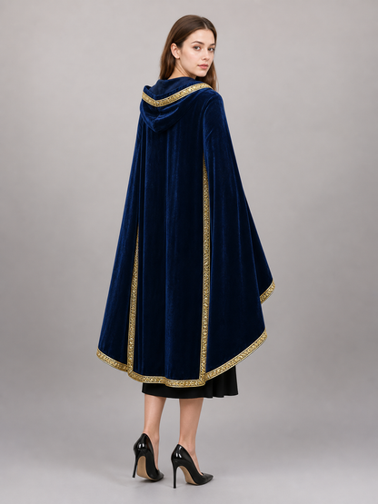 Dark Blue Hooded Carnival Cloak