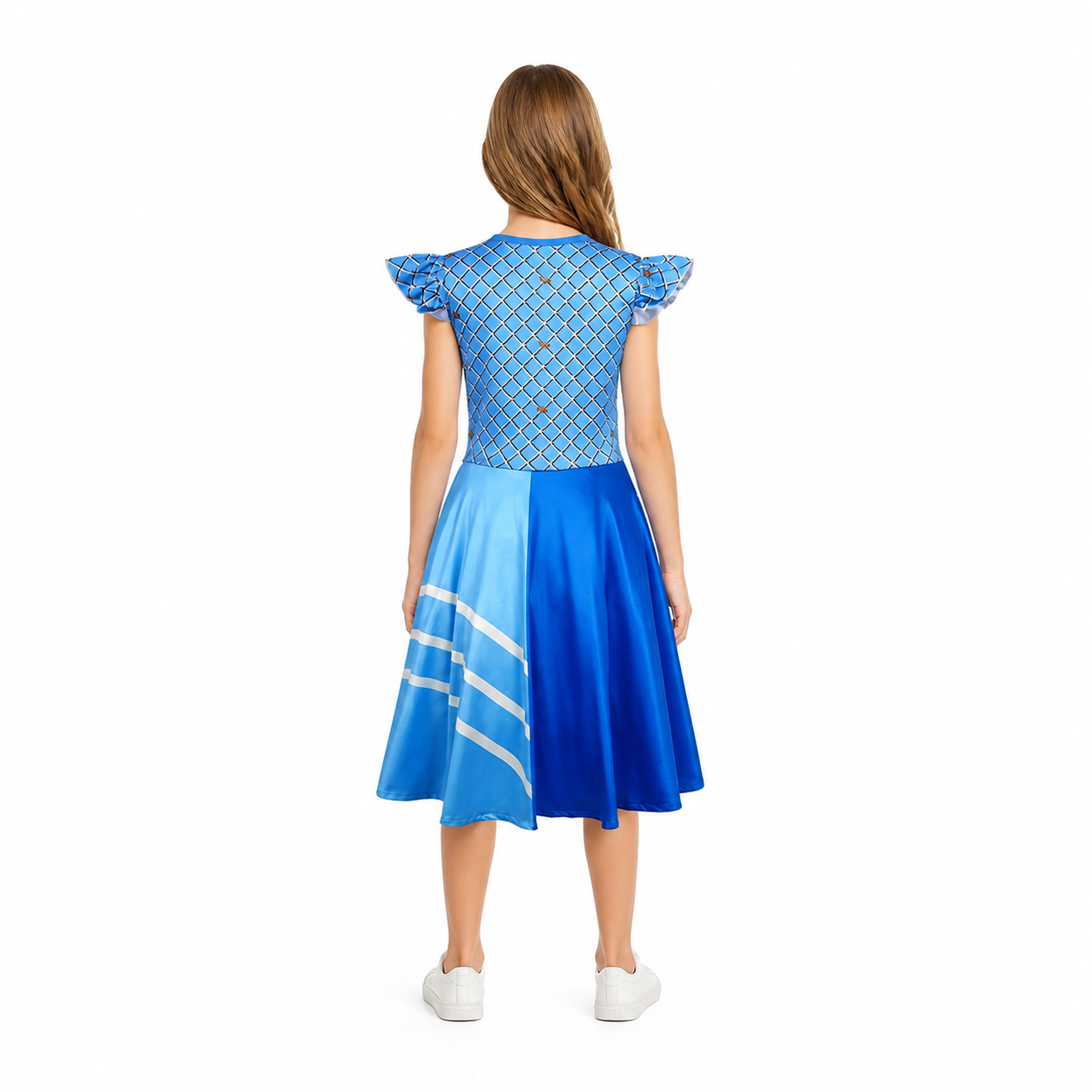 Halloween Princess Dress, Blue with Diamonds and Crown back view