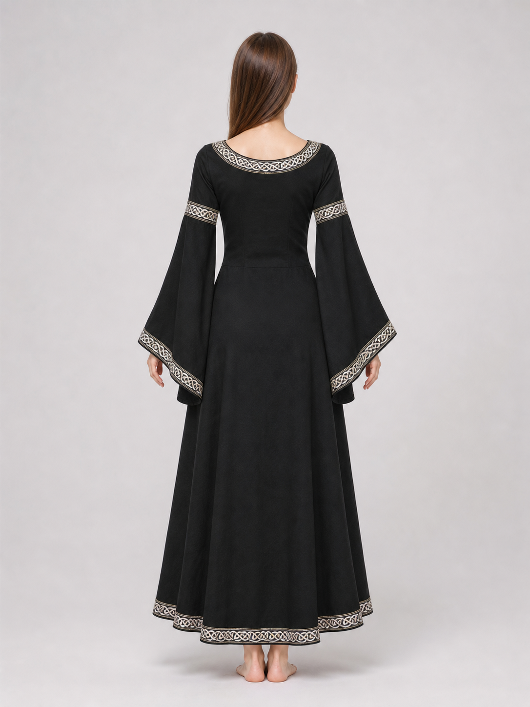Medieval Dress with Belt and Flared Sleeves