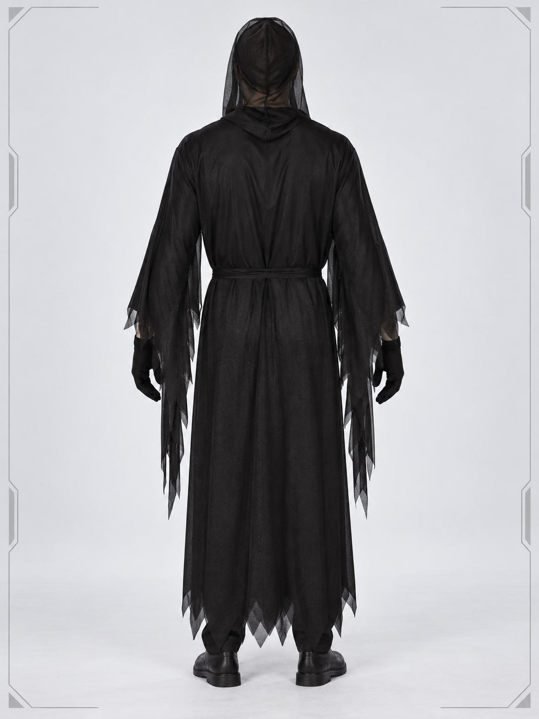 White mask with an elongated face shape and black cutouts