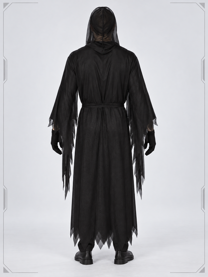 White mask with an elongated face shape and black cutouts