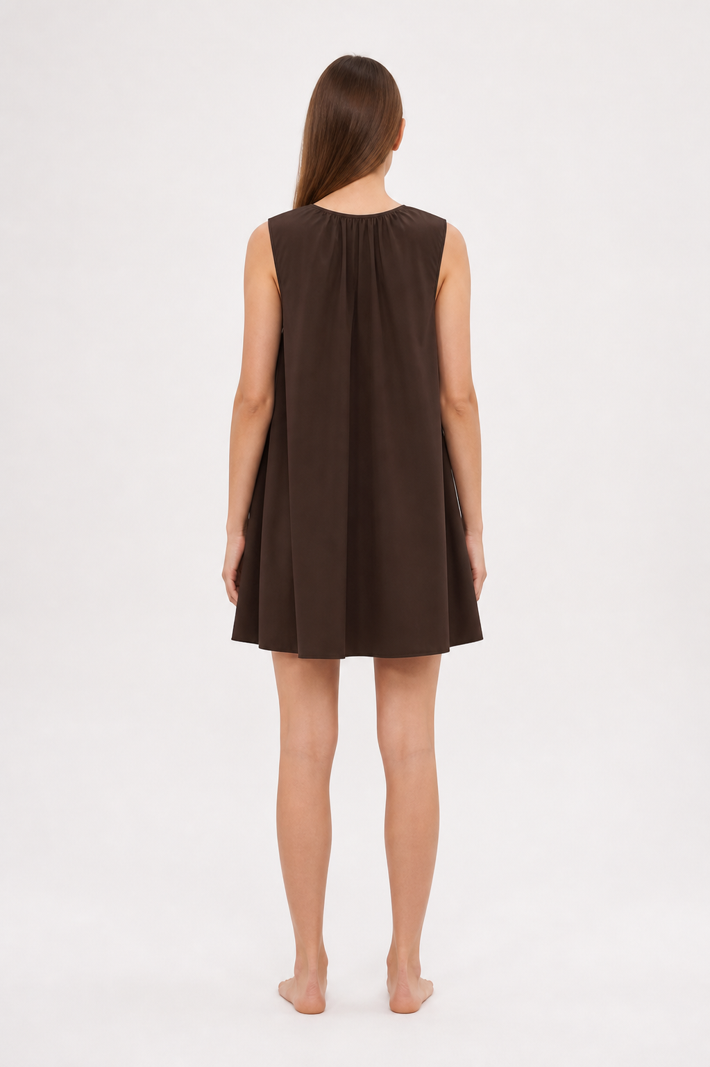 Sleeveless A-Line Dress with a U-Neckline back view