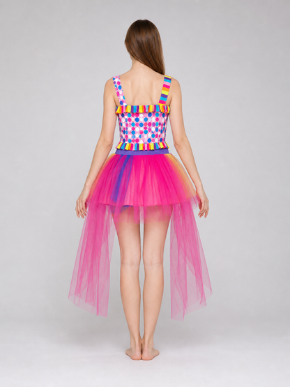 Carnival Clown Dress Costume with Hat