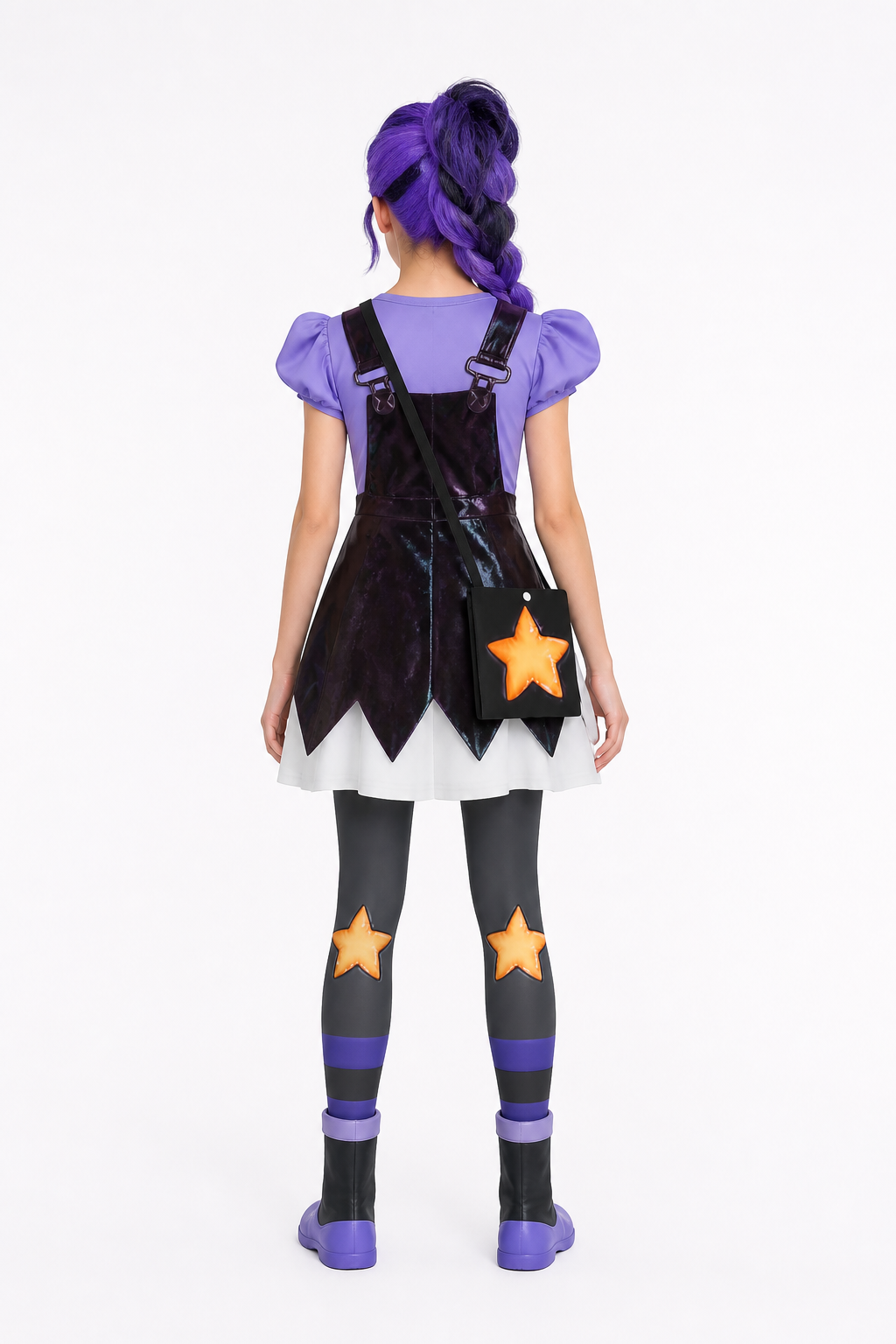 Children's Carnival Costume Character: Dress, Mask, and Bag back view