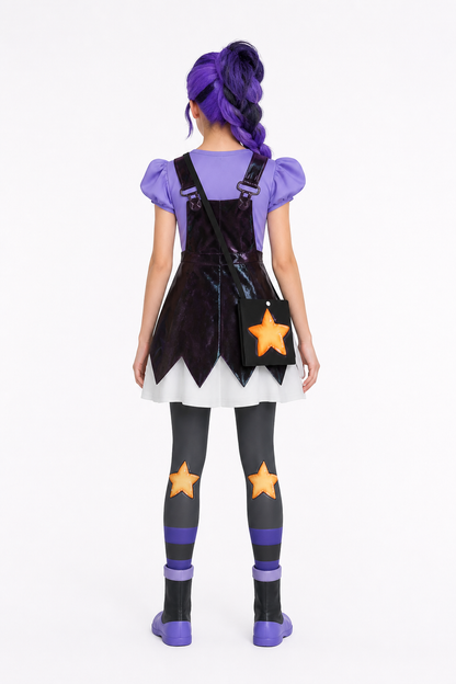 Children's Carnival Costume Character: Dress, Mask, and Bag back view