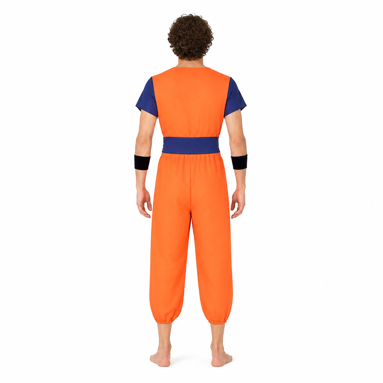 Orange and Blue Short-Sleeve Cosplay Jumpsuit back view