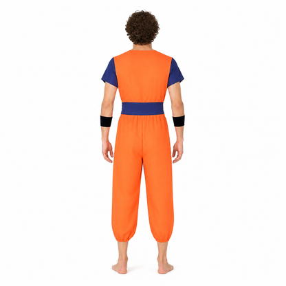 Orange and Blue Short-Sleeve Cosplay Jumpsuit back view