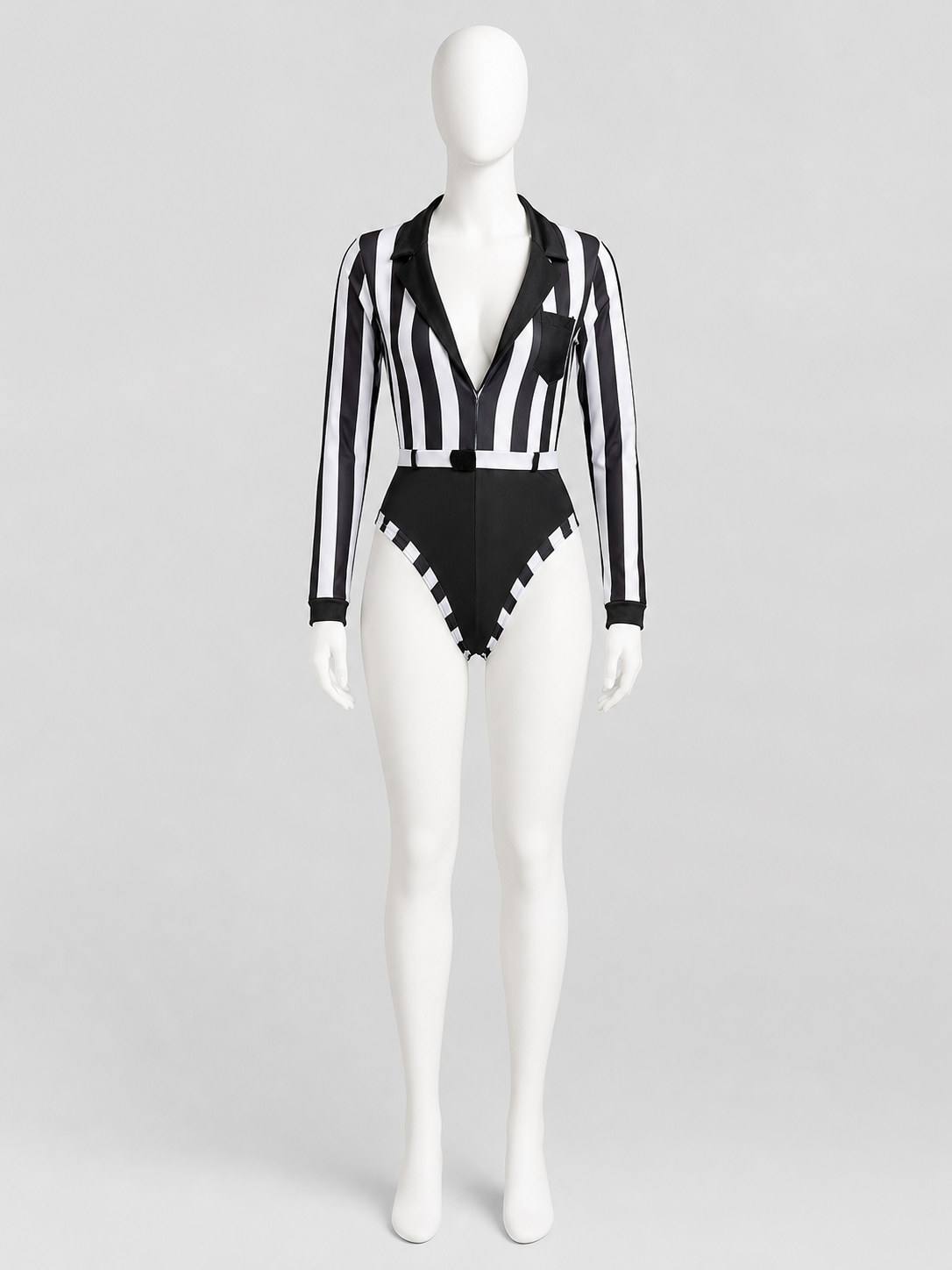 Striped Judge Costume Jumpsuit with Collar