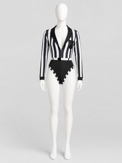 Striped Judge Costume Jumpsuit with Collar