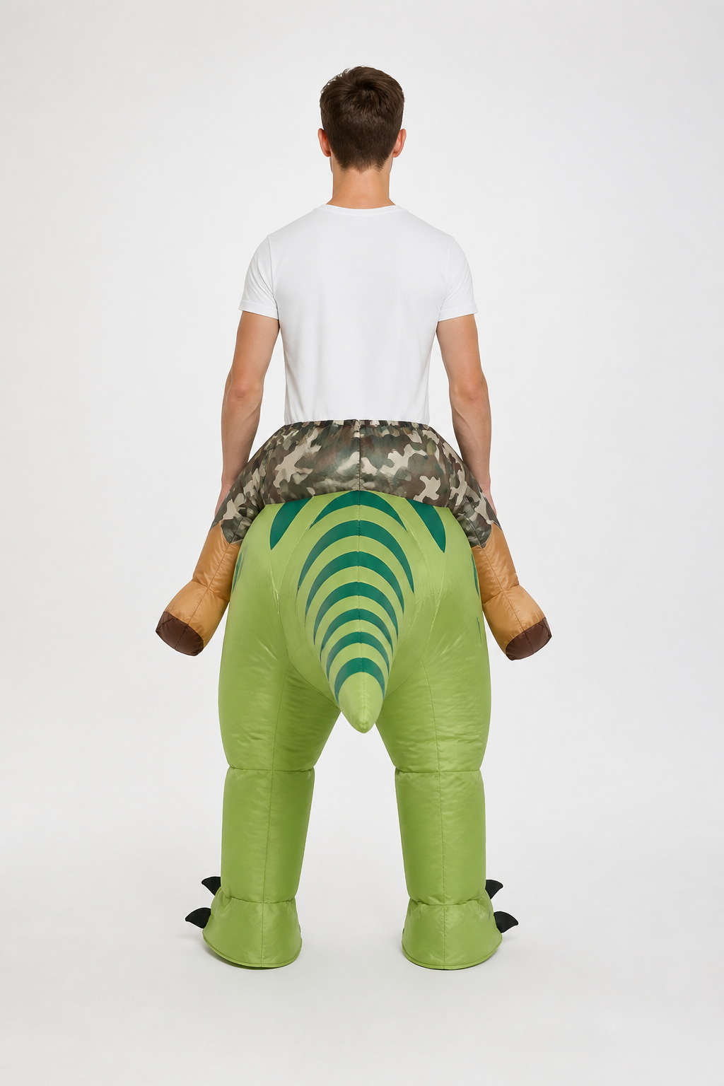 Inflatable Dinosaur Costume with Open Mouth back view