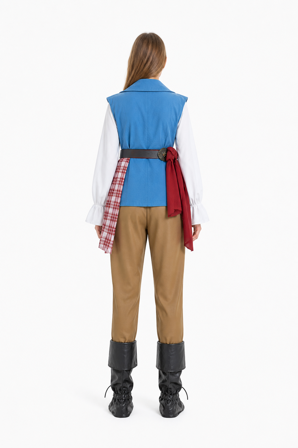 Pirate Cosplay Costume with Vest and Belts back view