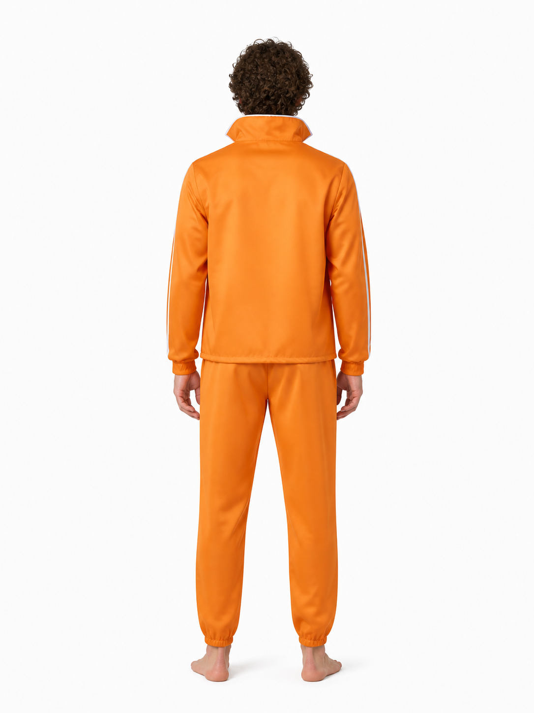 Orange Sports Carnival Costume with White Stripes back view