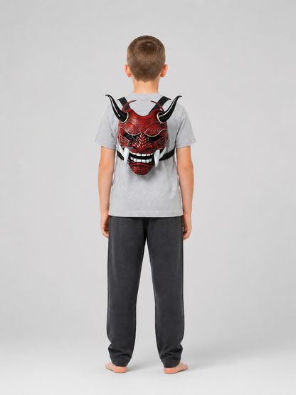 Red Carnival Mask with Horns and Fangs back view