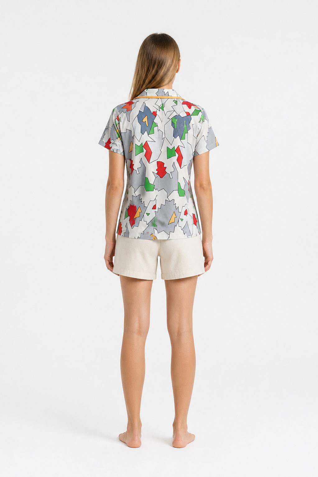 Short-Sleeve Shirt with Geometric Print back view
