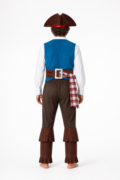 Pirate Costume with Vest, Shirt, and Accessories back view