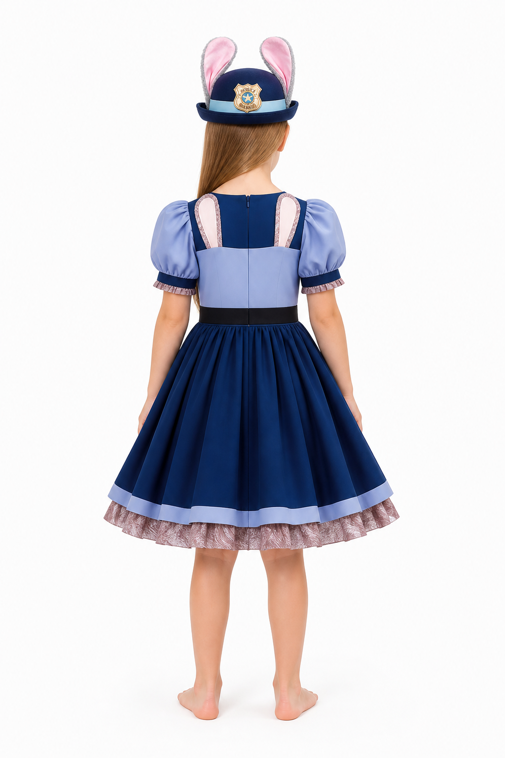 Police Rabbit Dress with Full Skirt back view