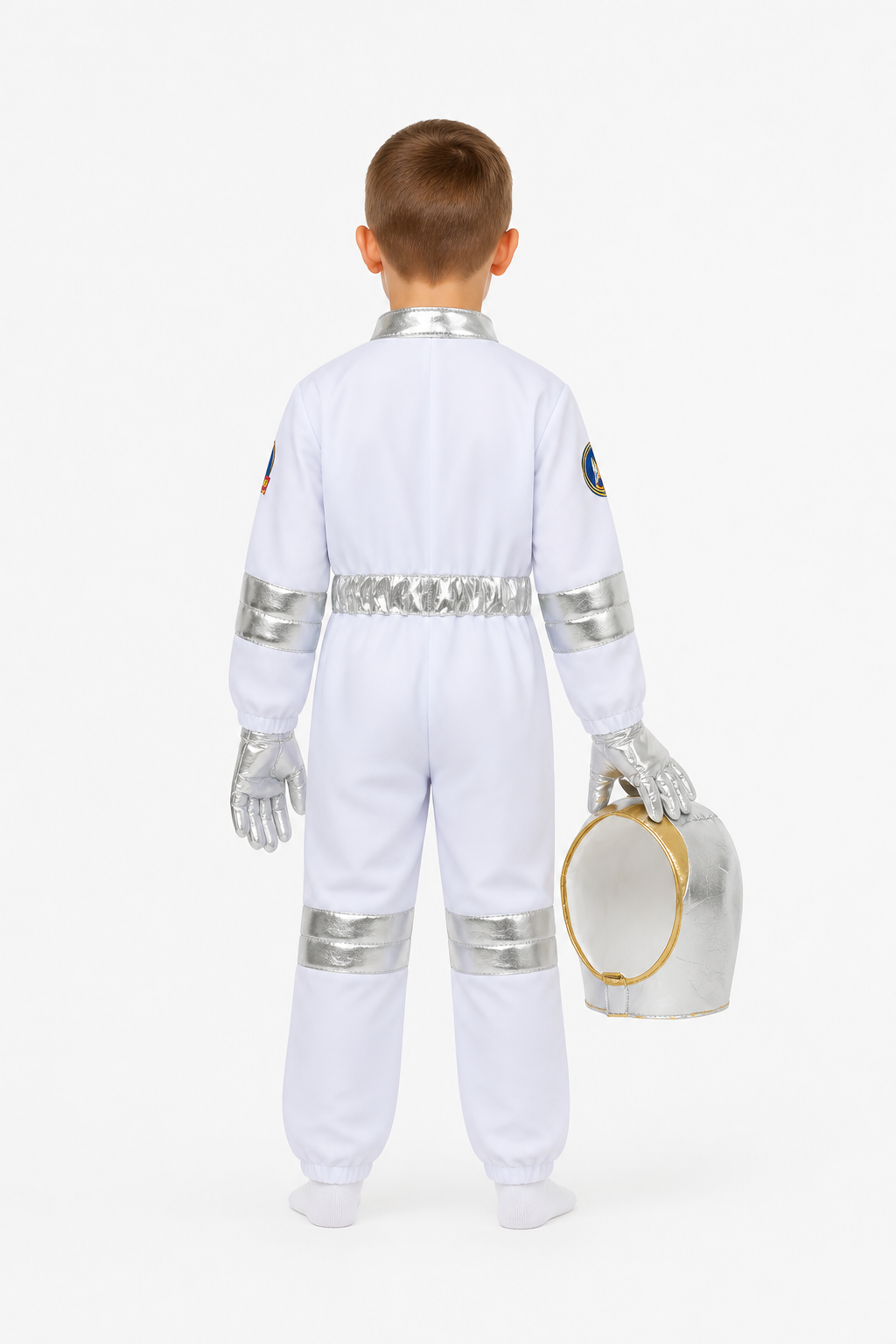 Children’s Astronaut Jumpsuit with Silver Inserts back view