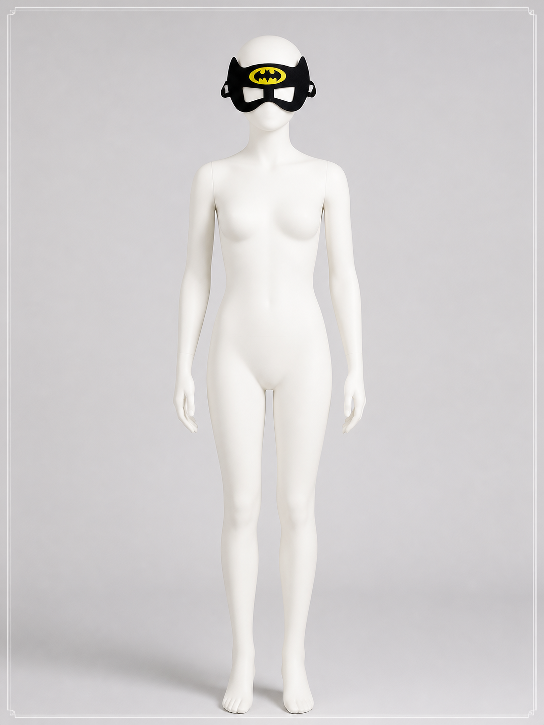 Black and Yellow Carnival Mask with Ears and Emblem back view