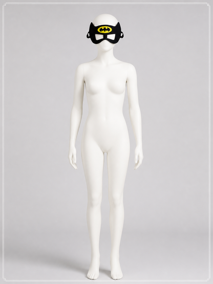 Black and Yellow Carnival Mask with Ears and Emblem back view