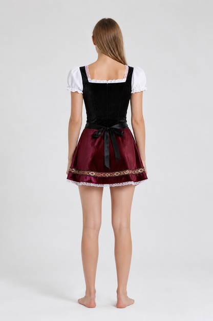 German Oktoberfest Costume with Apron and Lace-Up Front back view