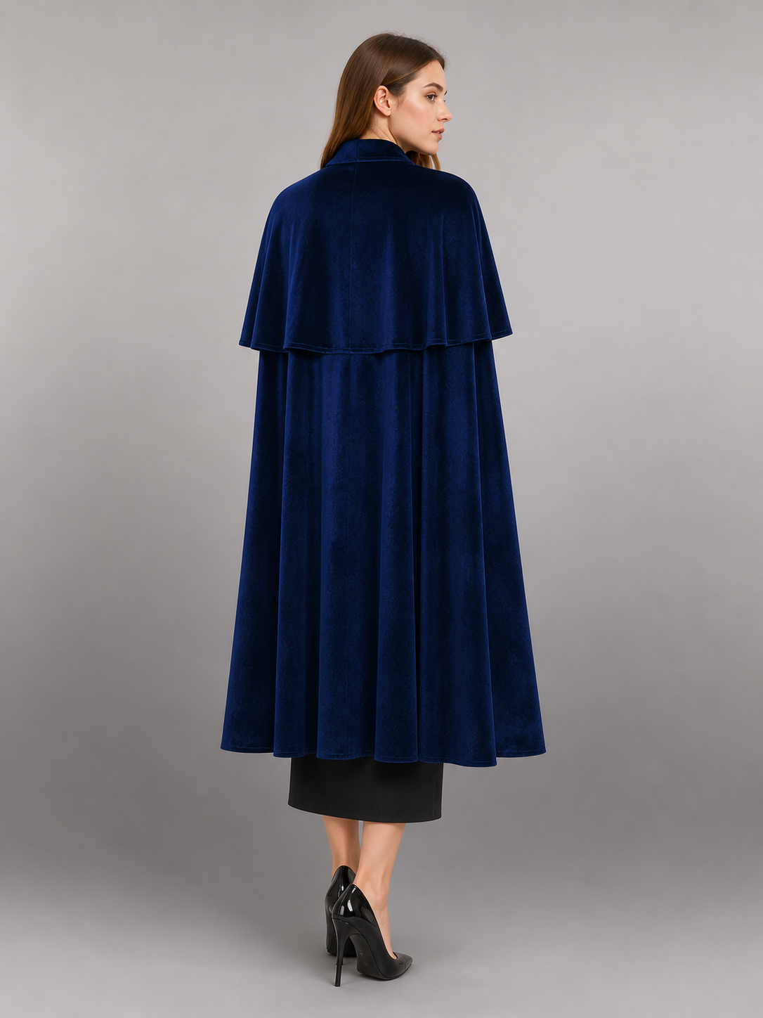 Blue Carnival Cloak, Long Style with Collar