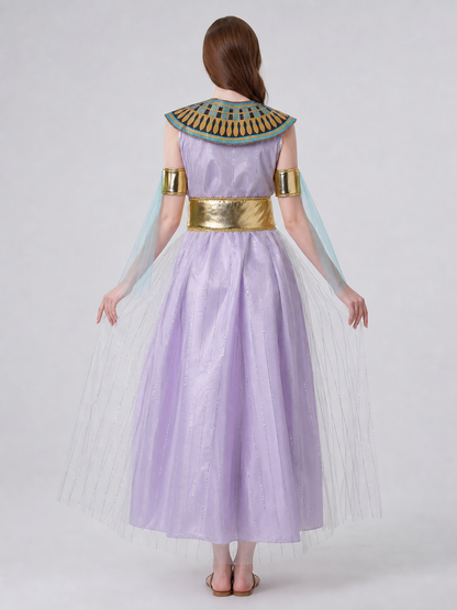 Cleopatra Costume, Dress with Egyptian Decorations back view