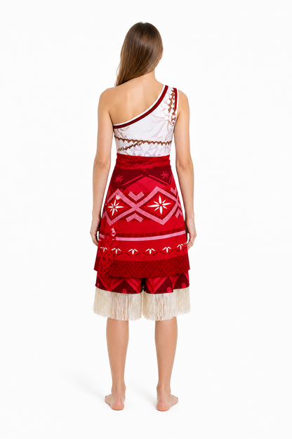 Moana Carnival Costume Jumpsuit with Fringe back view